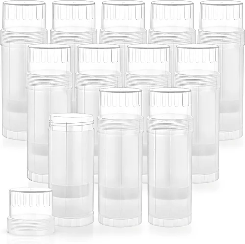 12 recipientes vacíos de desodorante de 2.0 fl oz/2 oz para barra de lápiz labial, lápiz labial, barra de protección solar, translúcido
