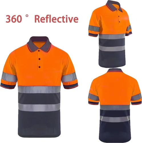 Miniatura 4 de SMASYS Polo de seguridad - Construcción reflectante Hi-viz ropa de trabajo camisetas con bolsillos para mujeres y hombres