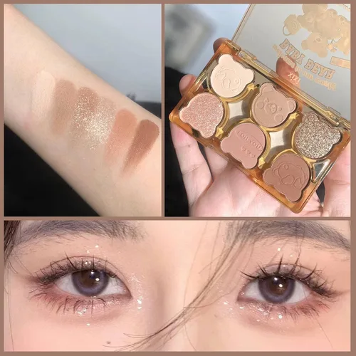 Miniatura 2 de Paleta de sombras de ojos de 6 colores mate y brillante, sombras de ojos mezclables y duraderas Sombra de ojos mezclable y construible Maquillaje
