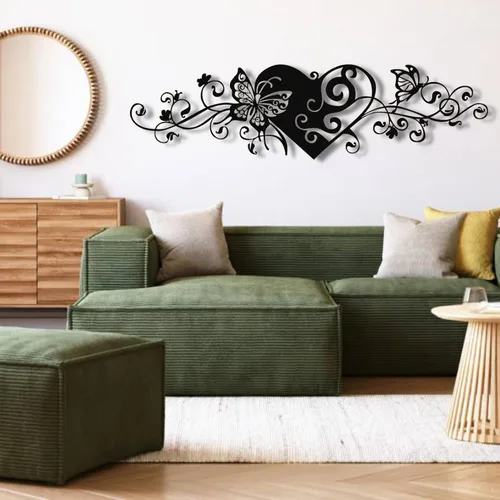 Miniatura 4 de Arte de pared de metal, arte de pared de corazón de metal, decoración de pared de mariposa de metal, arte de pared de corazón y mariposa, esculturas