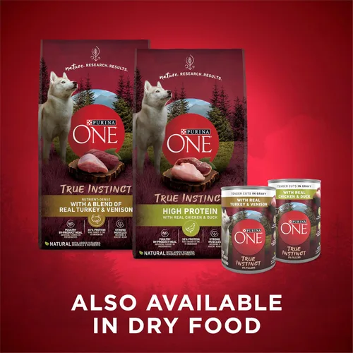 Miniatura 10 de Purina ONE True Instinct - Cortes tiernos en salsa con pavo verdadero y venado, y con pollo verdadero y pato, alimento húmedo para perros alto