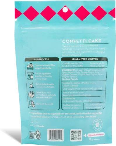 Miniatura 2 de Lord Jameson Confetti Cake Soft & Chewy - Golosinas orgánicas certificadas para perros de razas pequeñas, mantequilla de maní y coco, receta