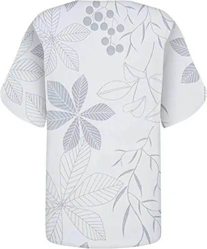 Miniatura 2 de Short Sleeve Button Top for Women Trendy Print Slim Fitted Tees Shirt Short Sleeve Basic V Neck Going Out Tops