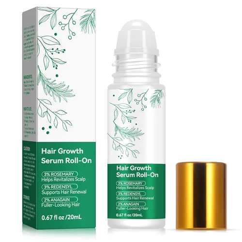 Suero para el crecimiento del cabello roll-on con 3% de romero y redensyl, 2% AnaGain, tratamiento profesional para el crecimiento del cabello para