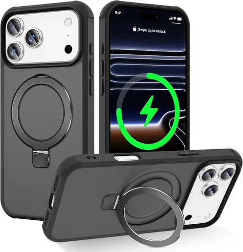 Miniatura 108 de CHAOFEnG Funda magnética compatible con iPhone 11 con soporte, prueba de caídas de grado militar, compatible con imán, anillo translúcido, parte