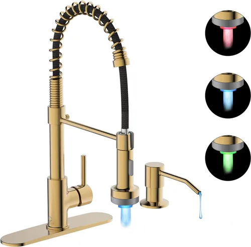 Miniatura 22 de Grifo de cocina, grifos de fregadero de cocina comercial con rociador extraíble, grifos de acero inoxidable para fregaderos de cocina, cabezal