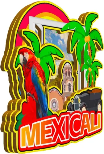 Miniatura 2 de Mexicali - Imán de México para nevera, monumentos de madera en 3D, recuerdos coleccionables de viaje, decoración hecha a mano, 2020
