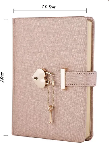 Miniatura 2 de Diario con cerradura en forma de corazón con llave, cubierta de cuero sintético, organizador personal, cuaderno secreto para niñas y mujeres