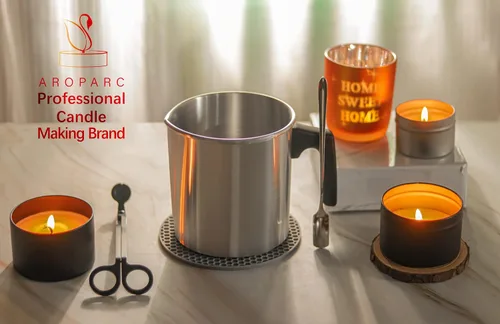 Miniatura 7 de Aroparc Olla para hacer velas, 1200ml / 40 oz, olla de cera de doble caldera de 2 libras, jarra de vertido para hacer velas con cuchara, dispositivo