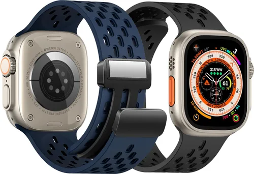 Correa deportiva magnética antisudor para Apple Watch, correas de silicona impermeable y transpirable. Para compatible con iWatch Ultra SE Series