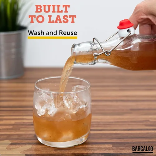 Miniatura 7 de Barcaloo Botellas de cerveza de vidrio transparente de 16 onzas para elaboración casera, cerveza, kombucha, refrescos, jugo, fermentación, paquete