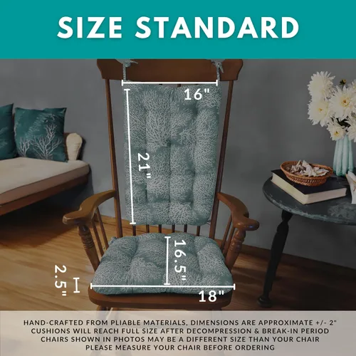 Miniatura 6 de Barnett Home Decor Madrid Cojines Naturales para Mecedora - Almohadilla de Asiento de Mecedora Rellena de Espuma de Látex 16.5 x 18 pulgadas y Cojín