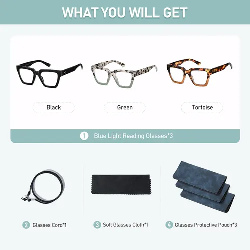 Miniatura 8 de Gafas de Lectura de Gran Tamaño para Mujer, Estilo Oprah, con Bloqueo de Luz Azul, para Computadora, Diseño Cuadrado, Marco Grande