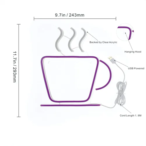 Miniatura 4 de ADVPRO Taza de café Tienda Flex Silicona LED Letrero de neón azul y rojo st16s33-fnu0041-br
