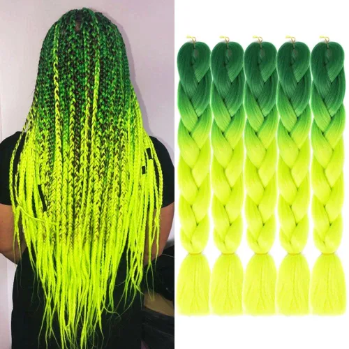 Miniatura 25 de Extensiones de cabello trenzado color gris degradado, 5 unidades, trenzas sintéticas de 24 pulgadas, 2 tonos, cabello gris para trenzas de caja, #28