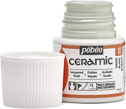 Miniatura 3 de Pebeo 025-010 Pintura de cerámica efecto esmalte, botella de 1.5 fl oz, color blanco, 1.5 fl oz (paquete de 1)