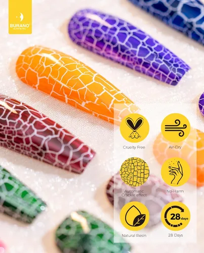 Miniatura 4 de BURANO Juego de esmaltes de uñas de gel Crackle - Blanco y negro, secado al aire y lámpara LED necesaria