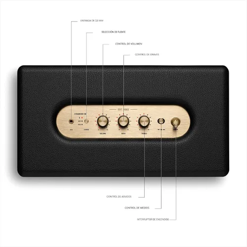 Miniatura 6 de Marshall Stanmore III Altavoz Bluetooth para el Hogar - Sonido Estéreo Fuerte con Controles de Graves y Agudos Alimentado con Enchufe Compatible