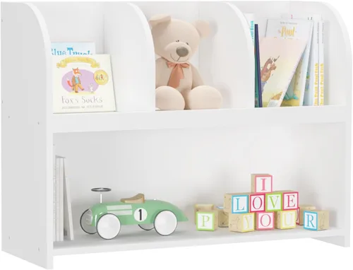 Miniatura 11 de Estantería para niños, organizador de almacenamiento de juguetes de 4 cubos, estantería para niños pequeños, estantes para habitación de niños, sala