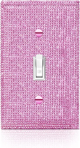 Miniatura 27 de 4 piezas de placa de pared rosa plateado brillante cubierta decorativa interruptor de luz cubierta de interruptor de palanca única diamantes