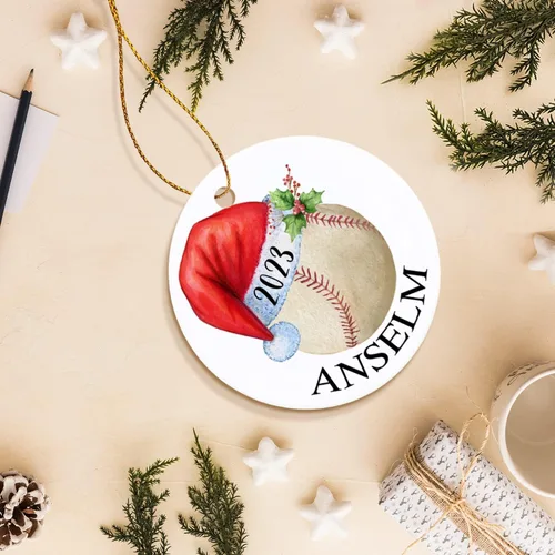 Miniatura 6 de Adorno de Navidad de béisbol para niños, adorno de Navidad personalizado, adorno de jugador de béisbol, adornos para árbol de Navidad 2024, regalo