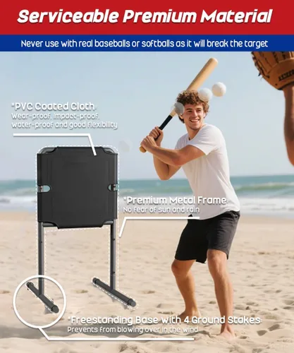 Miniatura 3 de Garbuildman Baseball Strike Zone Target para bolas de plástico, marco de metal portátil para lanzar y golpear herramienta de entrenamiento