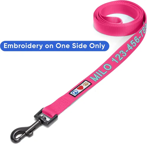 Miniatura 5 de Pawtitas - Correa personalizada de 6 pies para perro rosa XS/S con nombre y número de teléfono bordados, correa fuerte de nylon para razas pequeñas