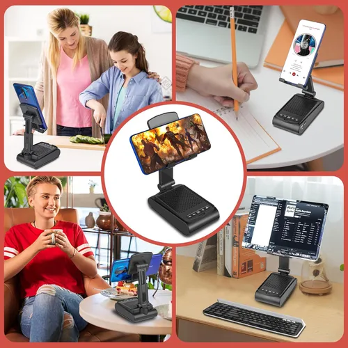Miniatura 6 de Regalos para hombres, soporte para teléfono celular con altavoz Bluetooth inalámbrico, sonido envolvente HD para el hogar y al aire libre