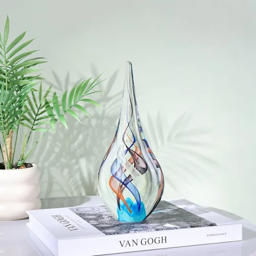 Miniatura 4 de Escultura de vidrio soplado a mano, decoración de estilo Murano, figuras de colección de arte de vidrio transparente, estatua decorativa de lágrima
