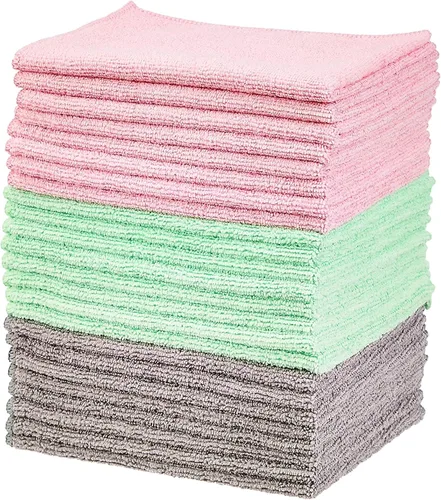 Miniatura 10 de Paños de limpieza de microfibra Amazon Basics, no abrasivos, reutilizables y lavables, paquete de 48, azul/blanco/amarillo, 16 x 12 pulgadas