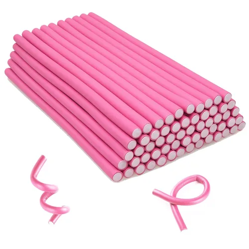 Miniatura 11 de Varilla rizadora flexible sin calor, barra flexible delgada de 9.45 pulgadas, 30 rodillos de espuma suave para rizos apretados, para mujeres y Rosa