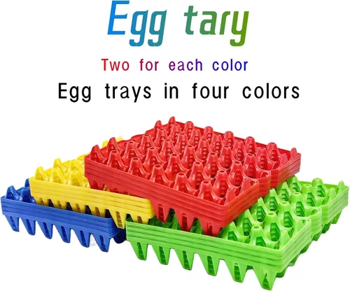 Miniatura 4 de Paquete de 8 bandejas de huevos de plástico para huevos de 30 huevos para granjeros caseros, cajas apilables para huevos con capacidad