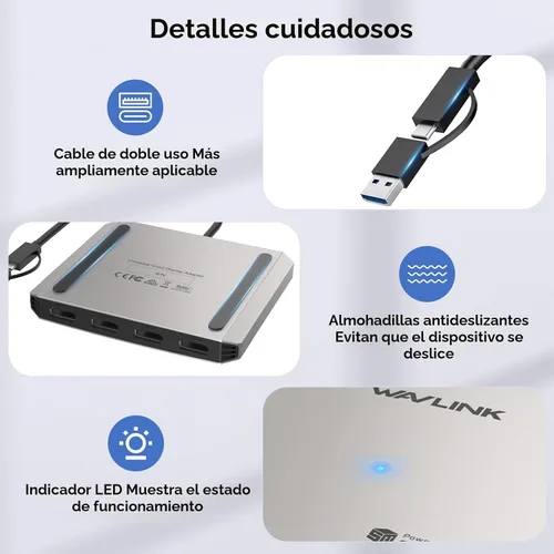 Miniatura 6 de WAVLINK Divisor HDMI de 4 puertos, adaptador USB C a Quad Monitor 4K, universal USB A a HDMI extendido doble triple pantalla para Windows, MacBook