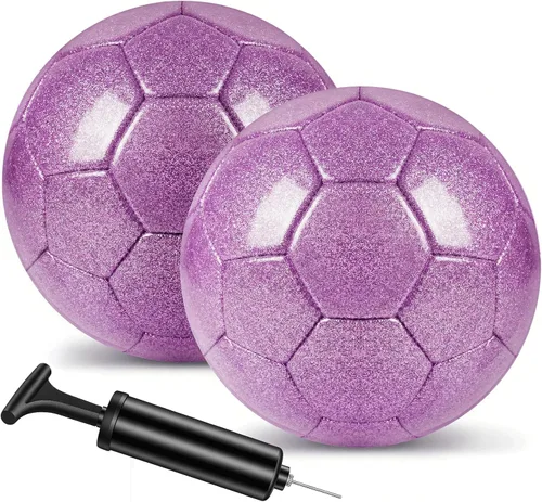Miniatura 11 de 2 pelotas de fútbol con purpurina plateada con bomba y aguja, kit de pelota de fútbol para regreso a la escuela, regalos de cumpleaños, pelota