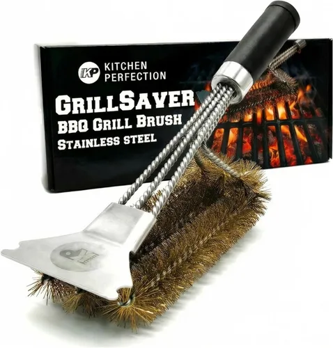 Miniatura 13 de KITCHEN PERFECTION GrillSaver - Cepillo seguro para barbacoa con cabezal de limpieza reemplazable, limpiador de parrilla resistente con raspador, 1.