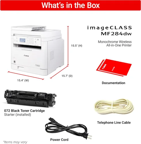 Miniatura 8 de Canon imageCLASS MF284dw Impresora láser inalámbrica en blanco y negro, todo en uno para uso doméstico, impresión/copia/escaneo, impresión a 2