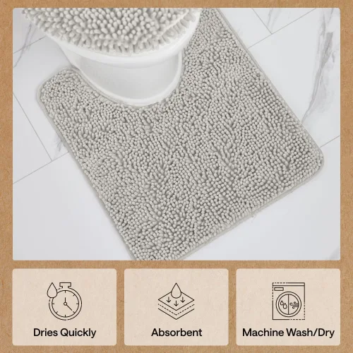 Miniatura 7 de GORILLA GRIP - Juegos de alfombras de baño, juego de 2 alfombras de área de chenilla suave, alfombra base para inodoro y alfombra de 30 x 20