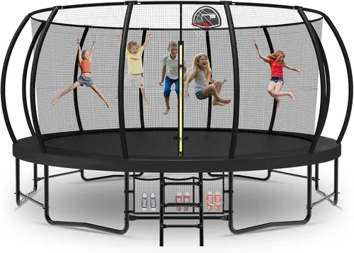 Miniatura 12 de Tatub - Grandes trampolines al aire libre de 10, 12, 14, 15 y 16 pies para niños y adultos, trampolines de calabaza recreativos al aire libre