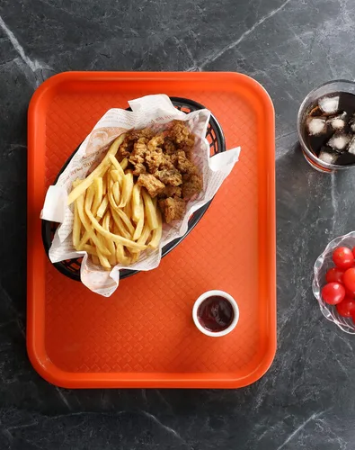 Miniatura 4 de New Star Foodservice Bandeja de comida rápida, juego de 12 (naranja, 10 x 14 pulgadas)