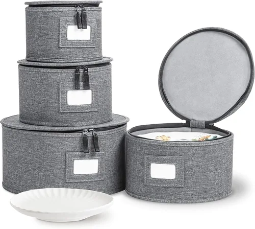 Miniatura 10 de storageLAB Contenedores de almacenamiento de China, carcasa rígida con divisores de fieltro para placas de carga y platos, ideal para organización