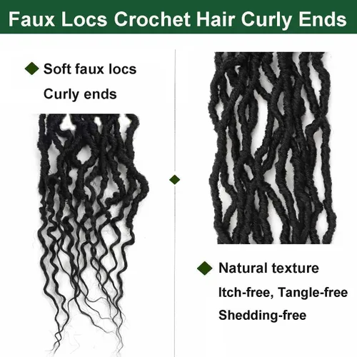 Miniatura 3 de 8 paquetes de cabello de ganchillo Goddess Locs de 14 pulgadas, trenzas de ganchillo suaves locs, extremos rizados, rastas bohemias de ganchillo 1b
