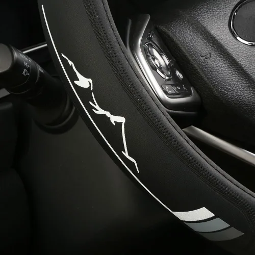 Funda de cuero para volante de 15.5 a 16 pulgadas compatible con Toyota 4Runner Tacoma Tundra Highlander (cuero-gris0)