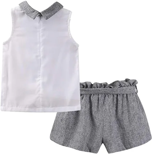 Miniatura 109 de LittleSpring Conjunto de verano para niñas con camiseta sin mangas y pantalones cortos florales