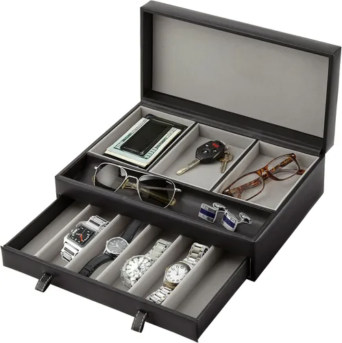 Stock Your Home Bandeja valet para hombre, joyero para hombre, organizador y almacenamiento de mesita de noche, organizador de mesita de noche, caja