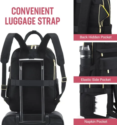 Miniatura 4 de LOVEVOOK - Mochila de computadora portátil para mujeres y niñas, mochila de 15.6 pulgadas impermeable para estudiantes, linda bolsa para libros