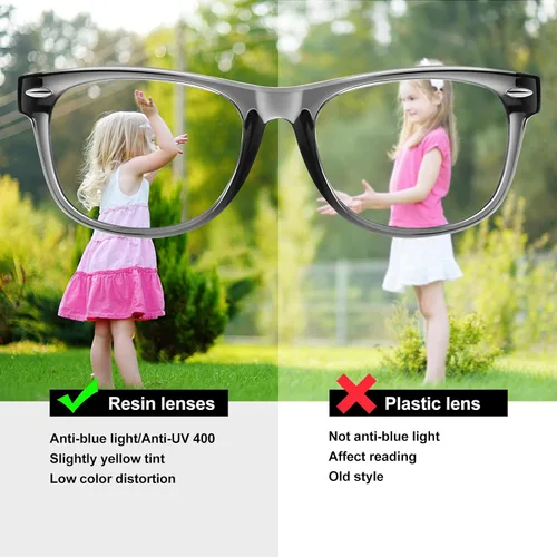 Miniatura 5 de Okany Gafas de luz azul para niños, paquete de 3 lentes de bloqueo de luz azul para adolescentes, niños y niñas de 3 a 10 años, pantalla de Gris