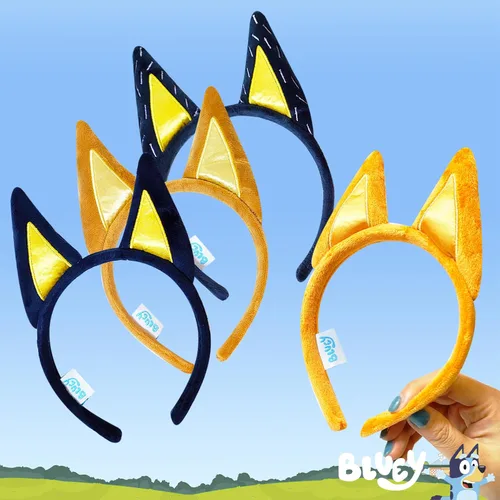 Miniatura 4 de LUV HER Bluey Party Supplies - 4 diademas de orejas de animal para disfraz de animales, orejas suaves de felpa, diademas elásticas familiares