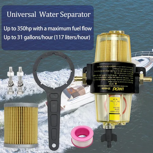 Miniatura 4 de UF-10K - Conjunto separador de agua con filtro de combustible compatible con motor fuera de borda marino Mercury, Yamaha, Suzuki, Tohastsu, filtro
