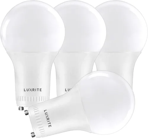 LUXRITE Bombilla LED GU24 A19, equivalente a 60 W, blanco cálido de 2700 K, clasificación de accesorio cerrado, 800 lúmenes, bombillas de bloqueo
