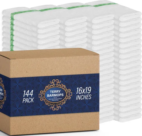 Miniatura 23 de GREEN LIFESTYLE Paquete de 150 toallas azules de 12 x 14 pulgadas, 100% algodón, superabsorbentes y duraderas para el automóvil, trapos reutilizables